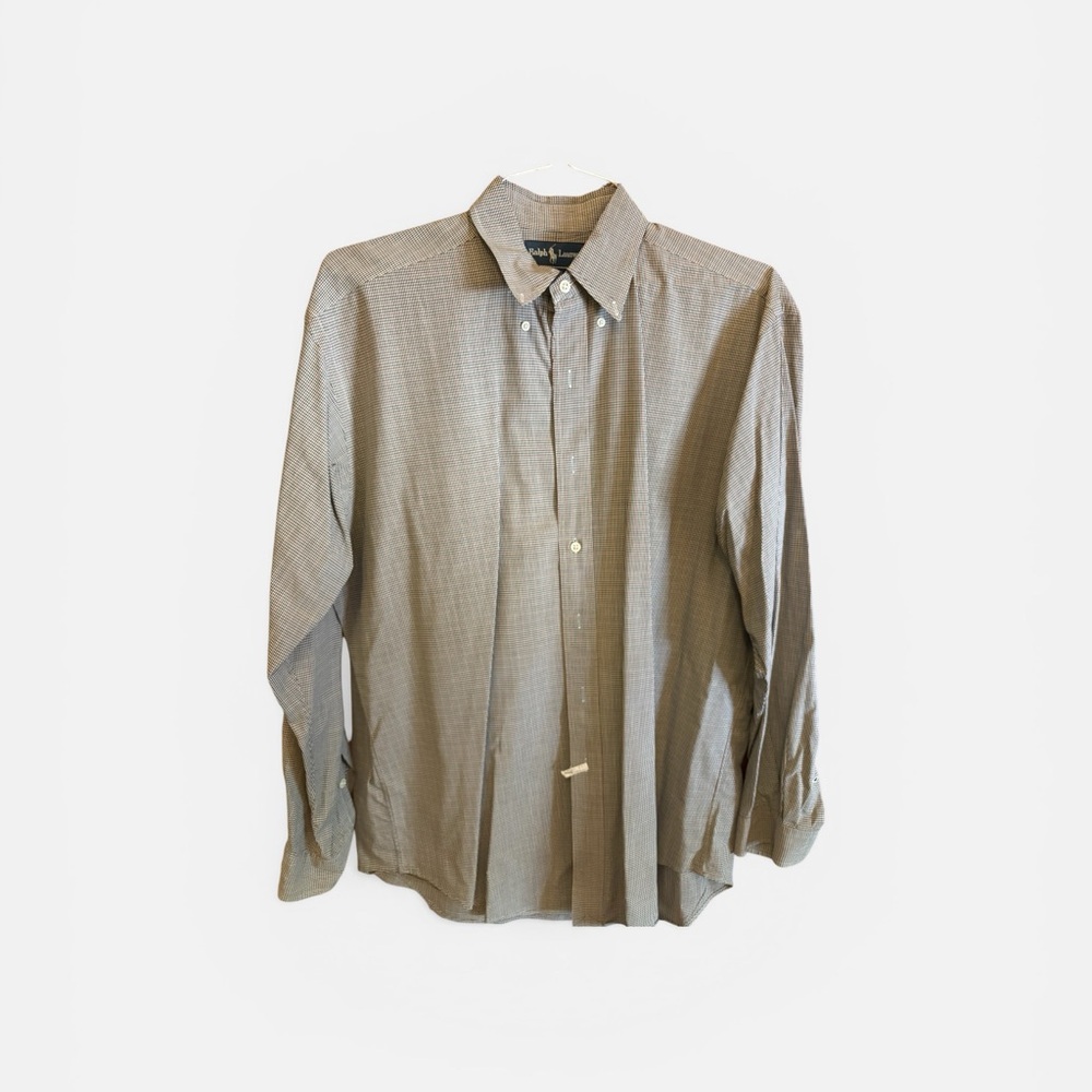 Ralph Lauren Men's Tan & Brown Micro-Check Button-Down Shirt